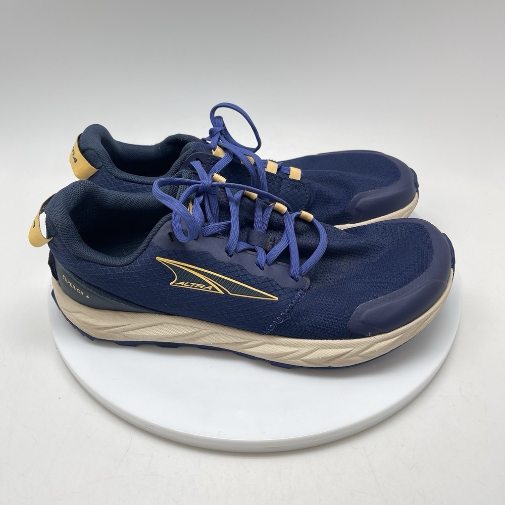 Altra Women's Navy and Beige Trainer with Gold Accents